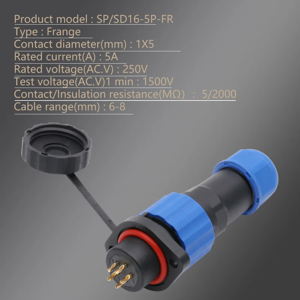 SP16 IP68 Waterproof Connector Plug and Socket 2 3 4 5 7 9PIN Connectors with 2 Hole Flange Type Plug DIY YOU Top Quality