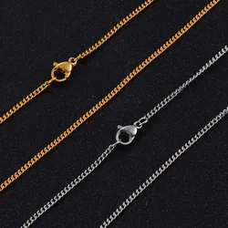 1.2 Width Stainless Steel Thin Basic Necklace Various Matching Fundamental Chain for Women Men Gold/ Silver color as Gift Woles