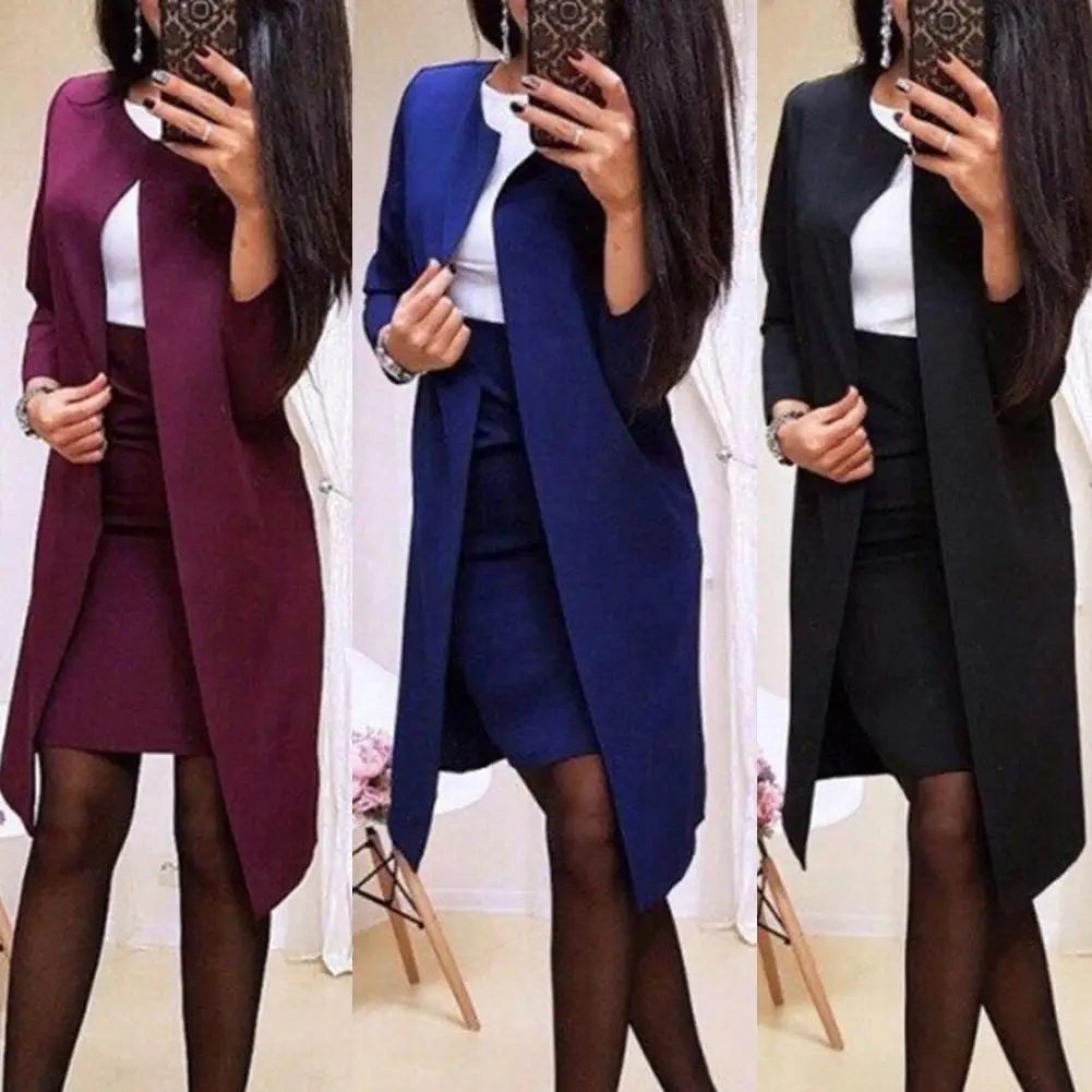 2Pcs Women\'s suit Blazer Jacket Bodycon Mini Skirt Suit Long Suit with skirt Bodycon Mini Skirt Suit Lady Костюмы с юбкой 2021