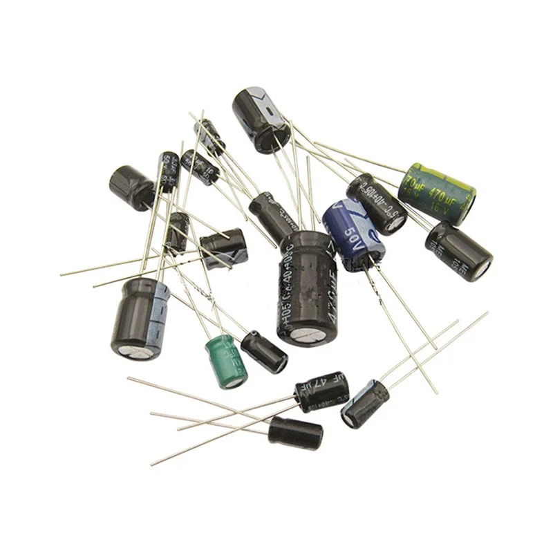 Kit 12 valori 0.22uF-470uF Set assortimento condensatore elettrolitico confezione 1UF 2.2UF 3.3UF 4.7UF 10UF 22UF 33UF 47UF 100UF 220UF