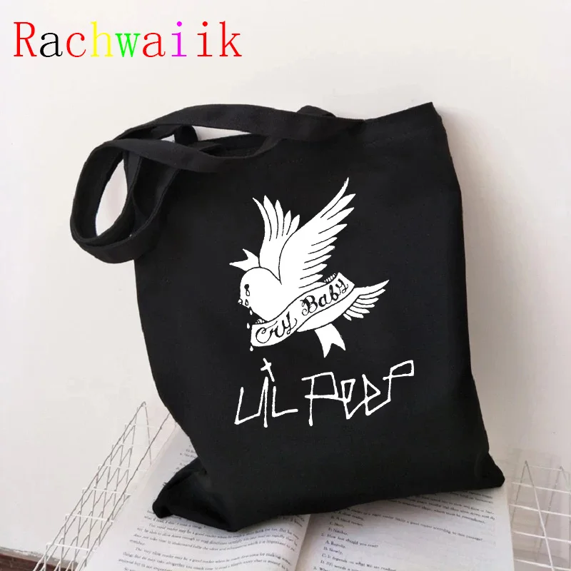 Bolso de compras de Hip Hop Lil Peep, bolso de lona con gráfico, bolso de compras Harajuku, bolso de hombro para mujer, bolso ecológico Ulzzang Harajuku Y2k