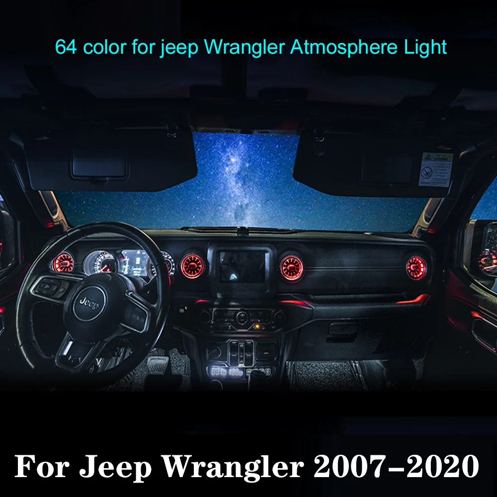 64 color LED Ambient Light Car air vent for Wrangler JK JL ambient light for Jeep Wrangler 2007-2022 air vent led ambient light