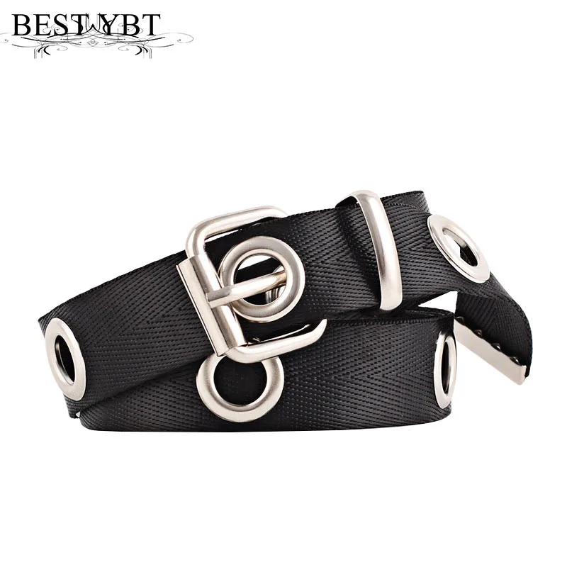 

Best YBT Women Canvas Belt Iron Pin Buckle Belt Blow Hole Elongation Of Hollow Air Hole Casual Polychromatic Women Belt