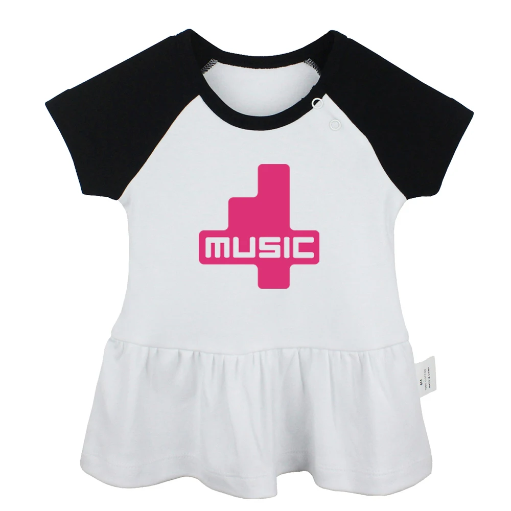 Music Symbol Motivated by Cats and Caffeine Design Newborn Baby Girls Dresses Toddler Infant Cotton Clothes