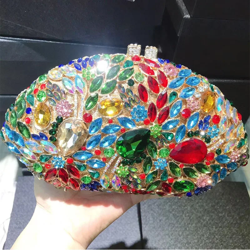 

Big Green/Red Rhinestone Phone Clutch Bag Fashion Women’s Diamond Evening Clutches Party Purse Designer 4 Colors Small Handbags