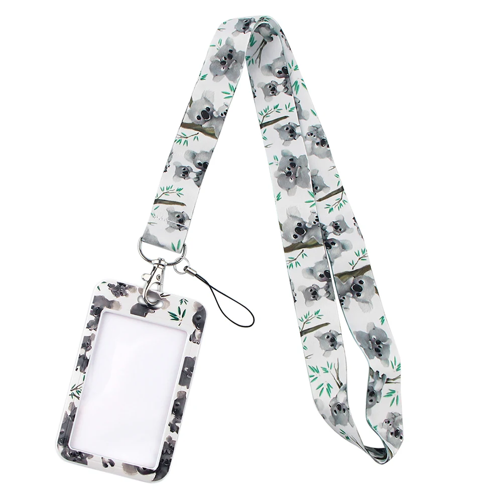 YL35 Cute Animal Koala Neck Strap Lanyards Keychain Badge Holder ID Card Pass Hang Rope Lariat Key Chain Kids Gifts