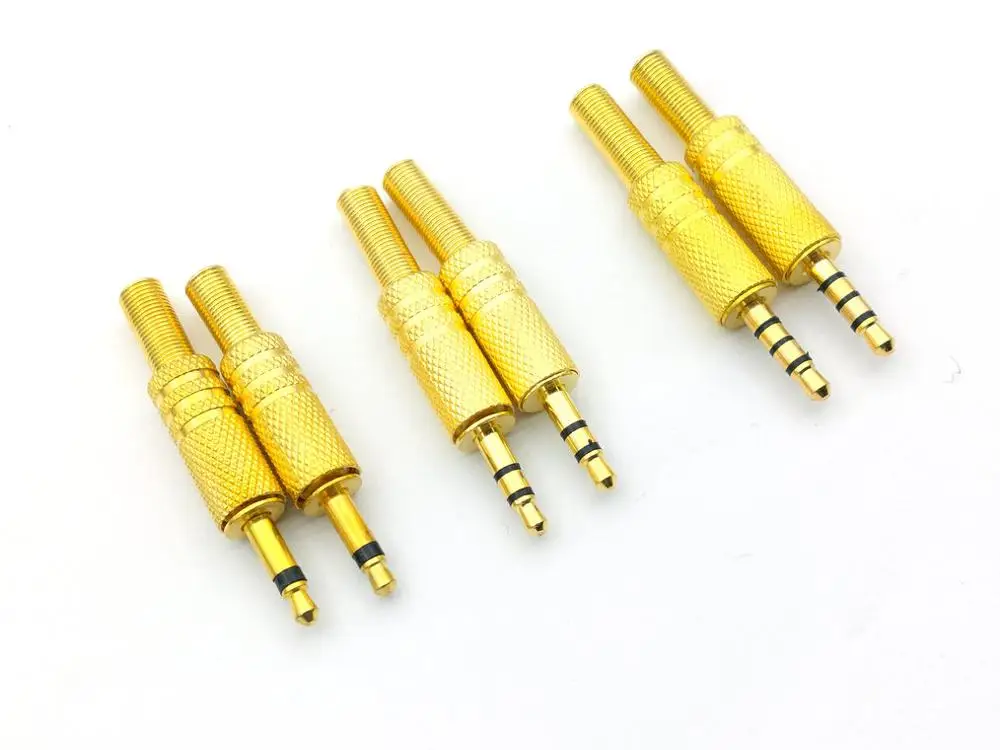 100pcs new Gold plate 3.5mm mono stereo 4 Pole Jack Plug Audio connectors