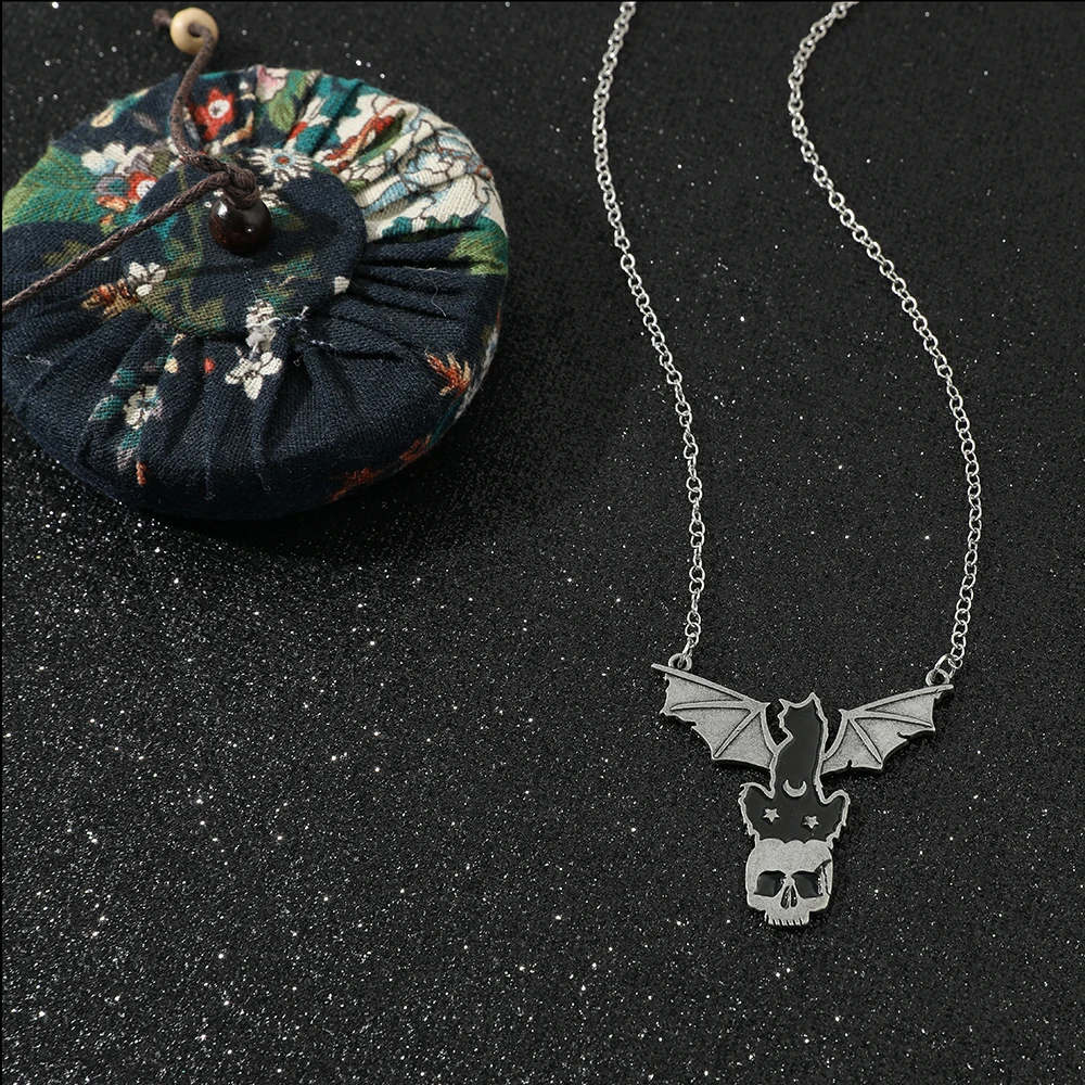 Halloween Necklace Jewelry Punk Gothic Bat Cat Skull Men Women Party Costume Pendant Necklace Accessories