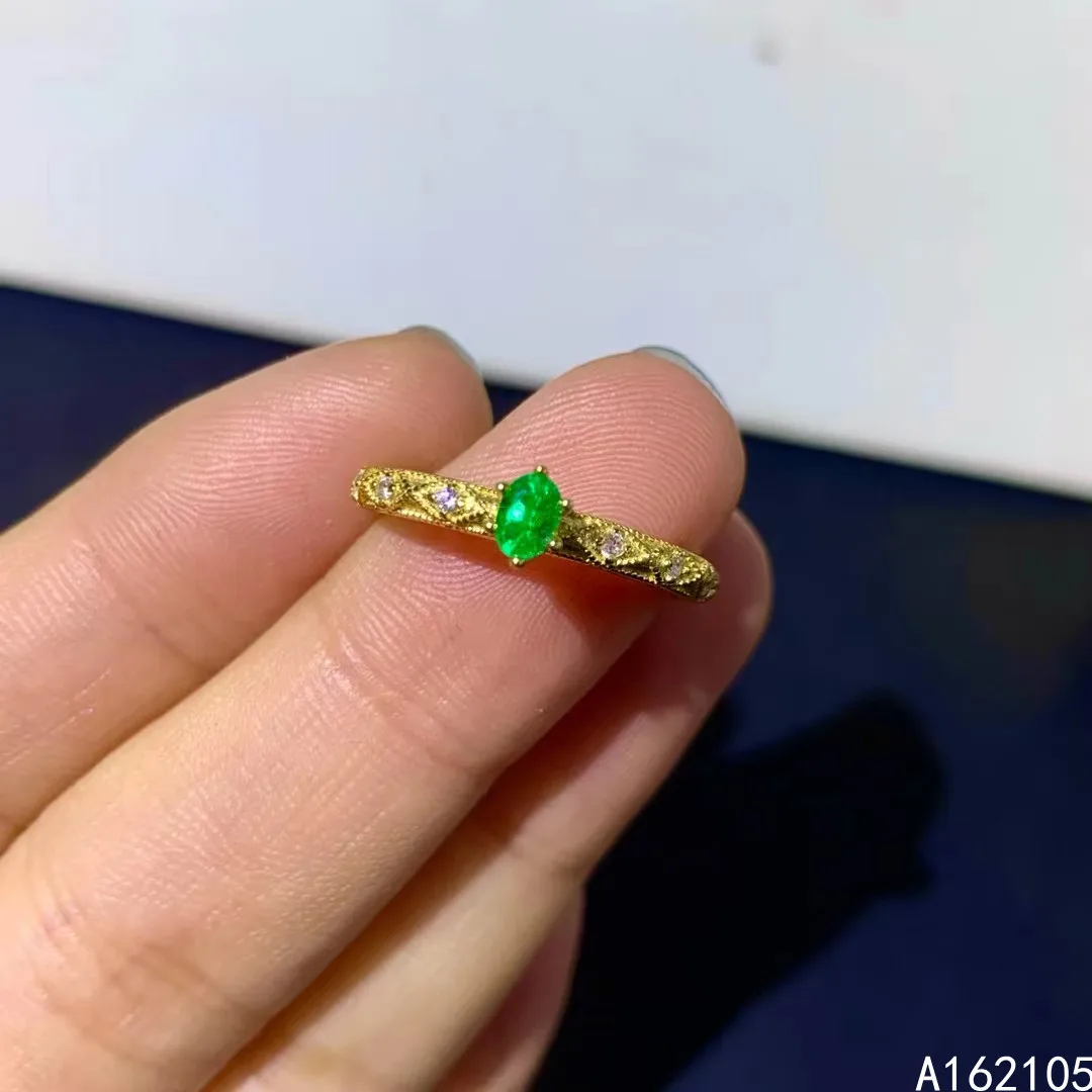 

925 pure silver Chinese style natural Emerald women's luxury classic fresh oval adjustable gem ring fine jewelry support detecti