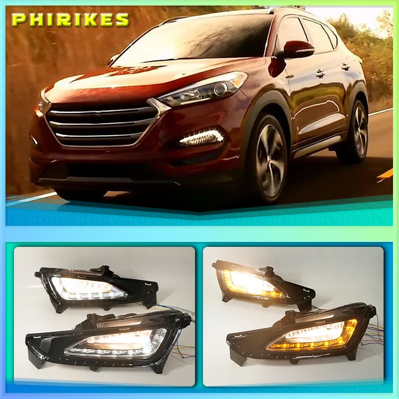 LED Daytime Running Lights For Hyundai Tucson 2015 2016 2017 2018 Daylight 12V DRL foglights headlight body kits Car Styling