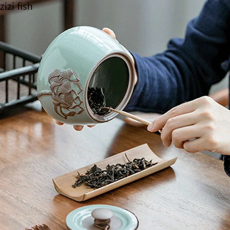 Caja Sellada de cerámica para el hogar, contenedor de té a prueba de polvo, con cubierta, para decoración de tarros de comida