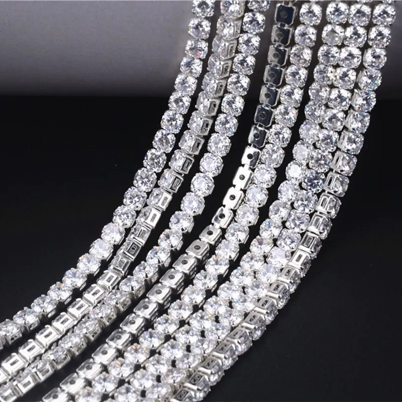 Dazzling Zircon Trim Chain For Nail Art Diy Jewelry Silver Base Round Crystal Gemstone Applique Sewing Wedding Dress Accessories