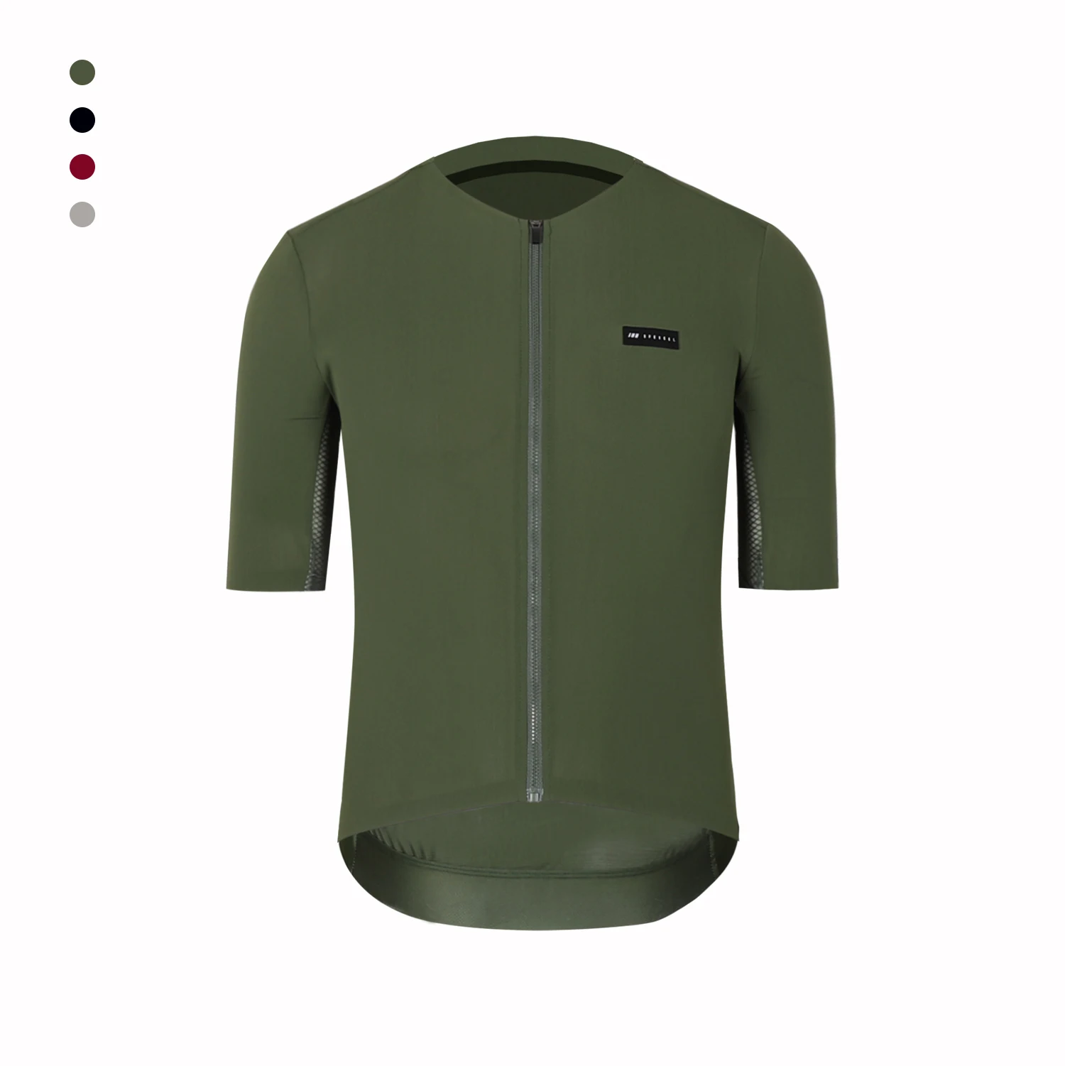 SPEXCEL 2021 Nowa tkanina Coldback UPF 50+ Pro Aero Koszulki kolarskie z krótkim rękawem Bezszwowe Bez kołnierzyka, kieszeń na zamek błyskawiczny, zielona