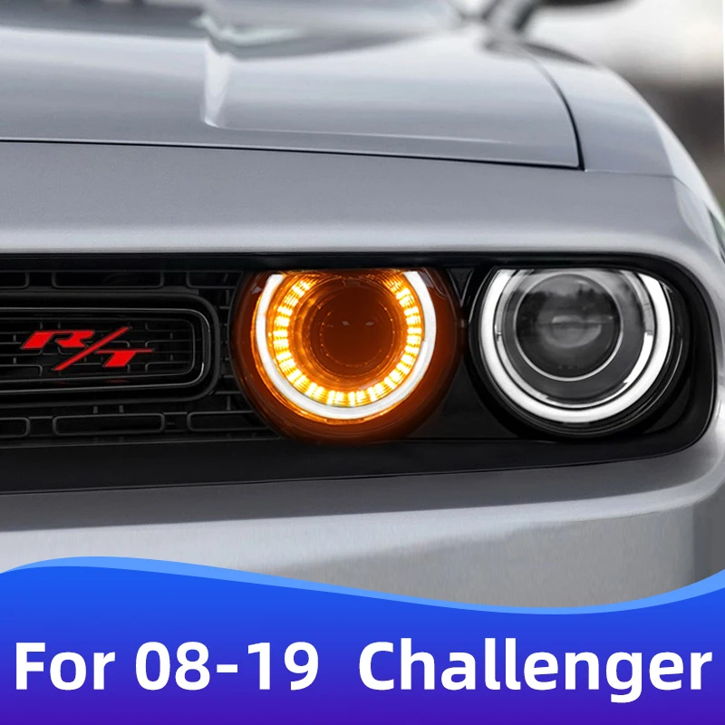 

Suitable for 2008-2019 Dodge Challenger headlight assembly Hellcat modified LED angel eyes xenon lamp turn signal