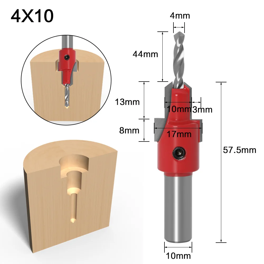 VACK 8mm Shank HSS Woodworking Core Drill Bits Wood Countersink Router Bit Set Screw Extractor Demolition Wood Milling Cutter