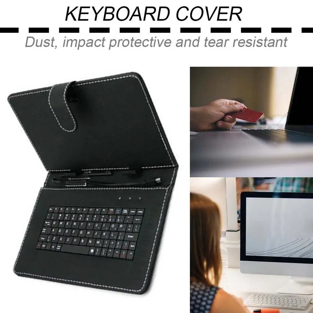 10.1 pouces housse simili cuir avec clavier USB universel pour Android Windows tablettes 284*185*13mm