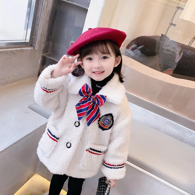 

Girls Coat Jacket Outerwear 2022 Bow Warm Plus Velvet Thicken Winter Autumn Cotton Baby's Kids Teenagers Overcoat Children's Clo