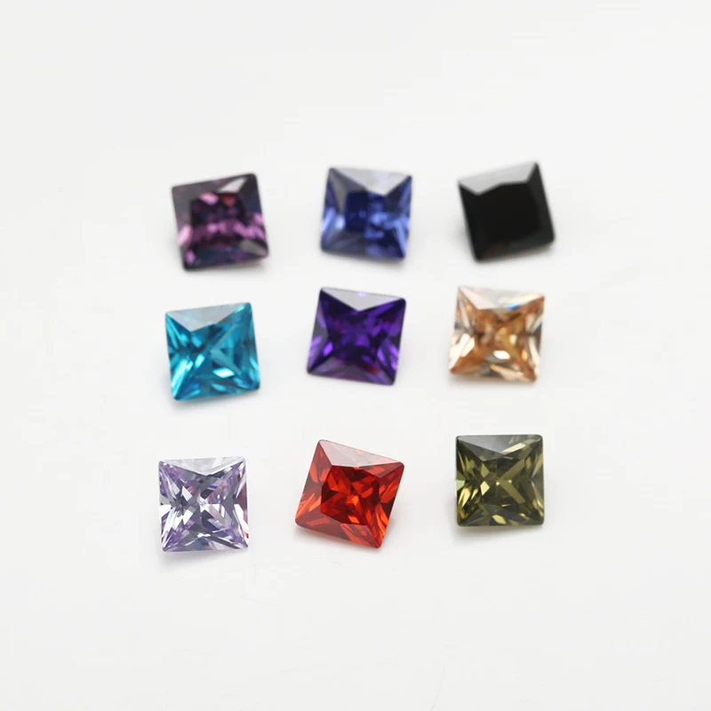 15 Colors/Lot 5A Cubic Zirconia Stone 4x4~10x10mm AAAAA Square Brilliant Cut Loose Synthetic Gems Beads For Jewelry DIY Mak