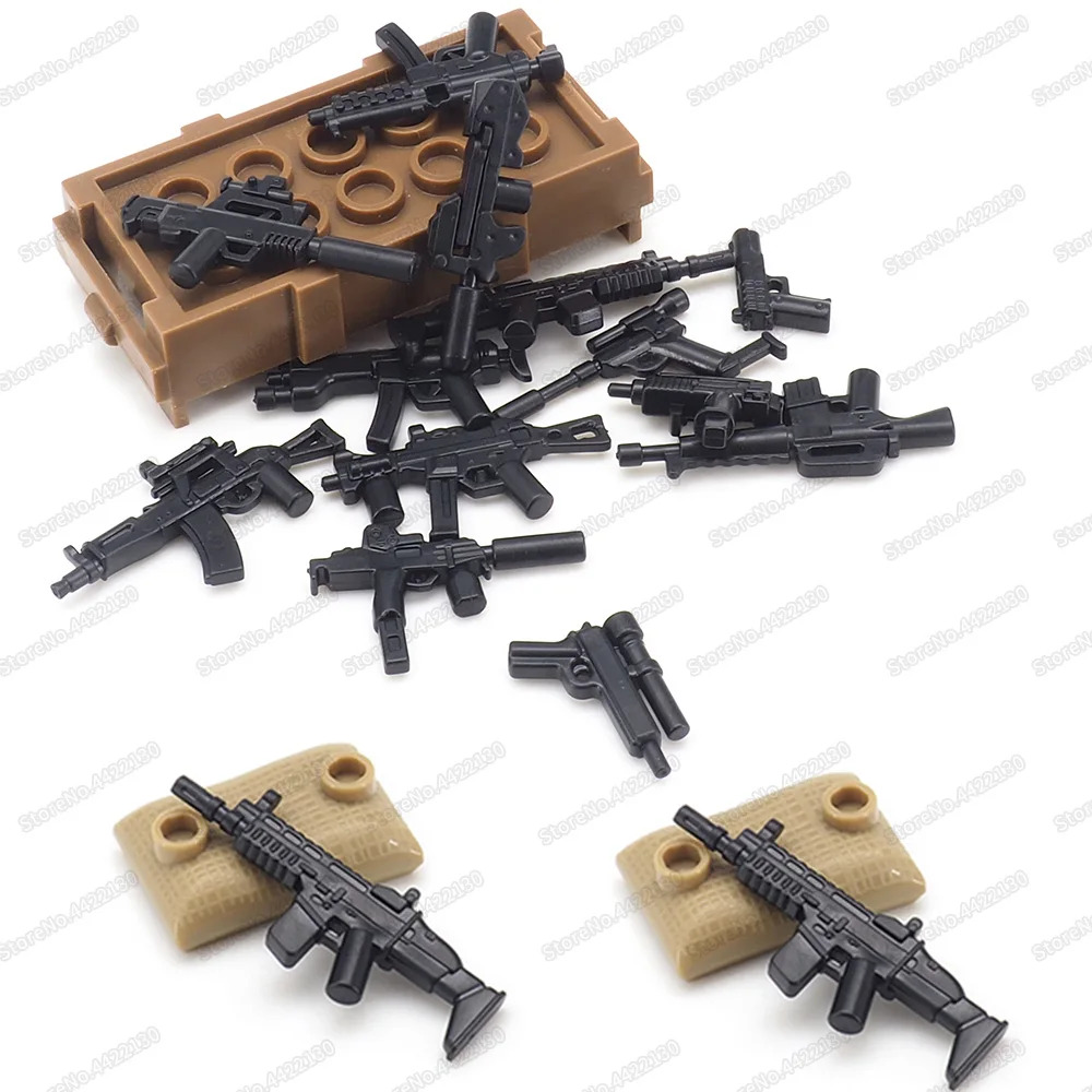 Military Weapons Dagger M1911 MP5 Submachine Gun Set Building Block Moc Soldier WW2 Figures Equipment Model Child Gifts Boy Toys