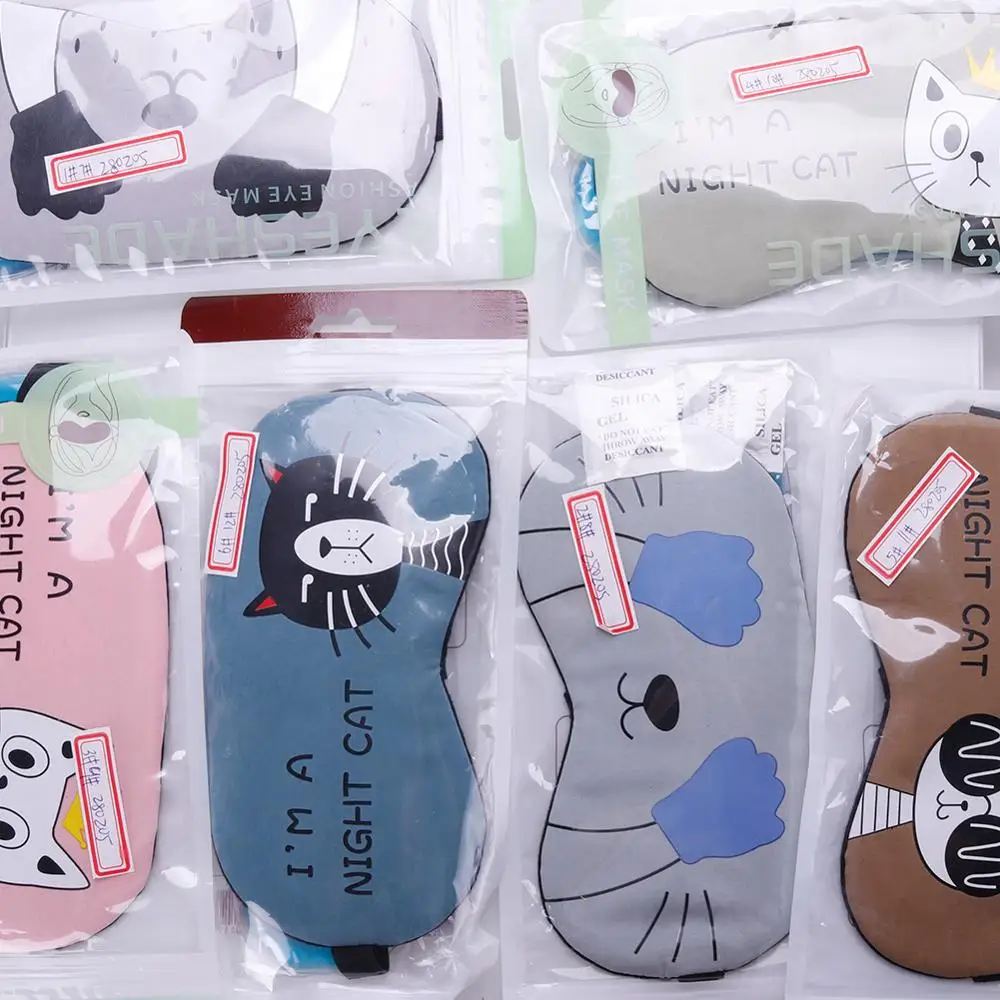 Cartoon Leuke Kat Soft Eye Aid Slaap Masker Met Comfortabele Ijs Kompres Gel Reizen Rest Eye Shade Cover Blindfold Voor vrouwen Mannen