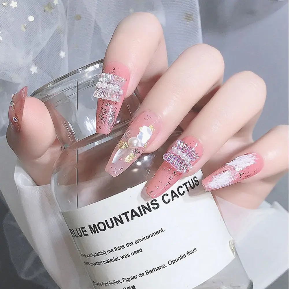 Ohrstecker Damen Mädchen Maniküre Set Schleife DIY Charm Weiße Blume Nail Art Charms Nail Art Strass Kit Multi Shaped Jelly Bear Shape