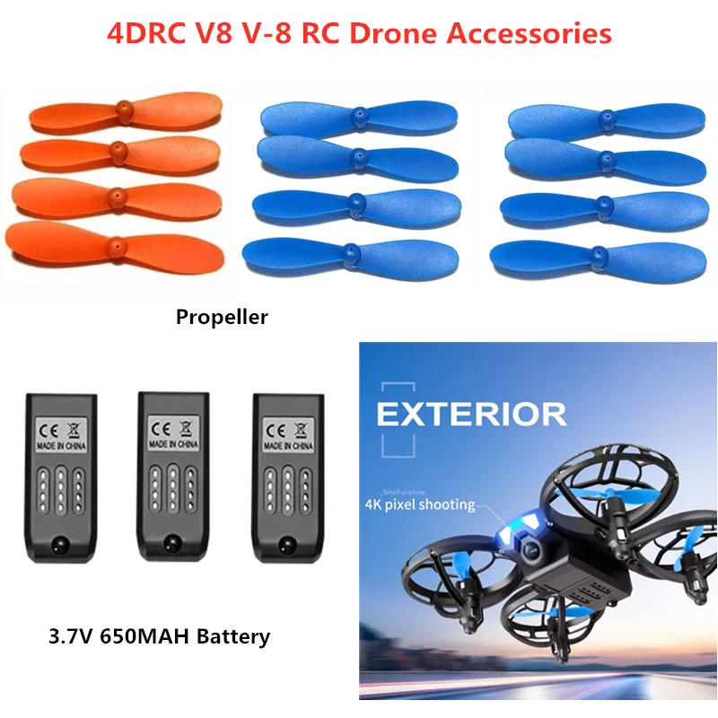

4DRC V8 Battery 3.7V 650mAh Battery For 4DRC V8 V-8 4D-V8 RC Drone Spare Parts V8 RC Drone Accessories V8 Propeller