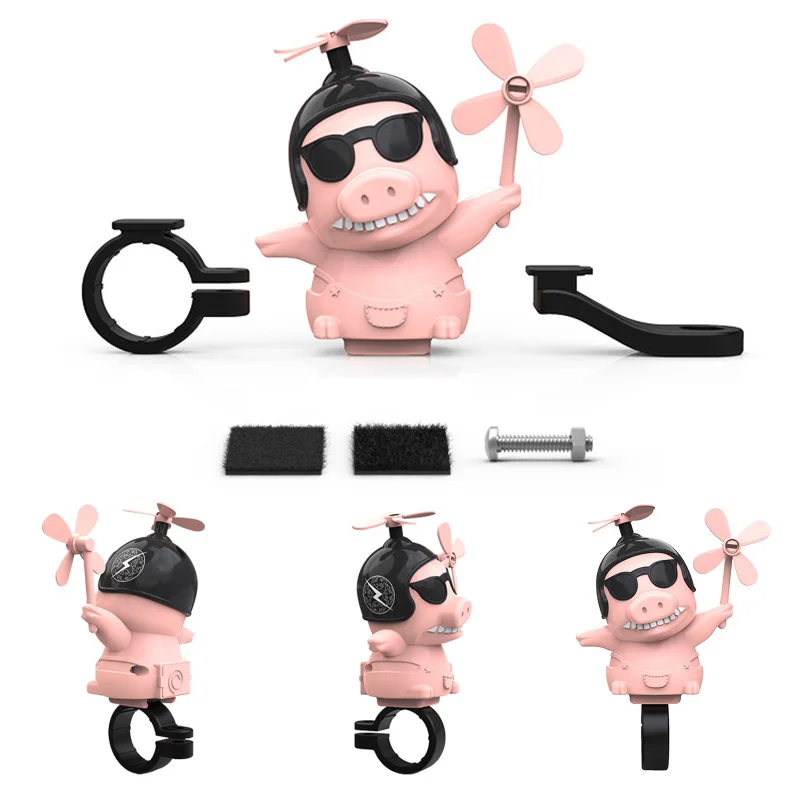 Pink Motorcycle Styling Rear View Mirror Bell Motorcycle Helmet Windmill Piggy Car Decorating Accessories