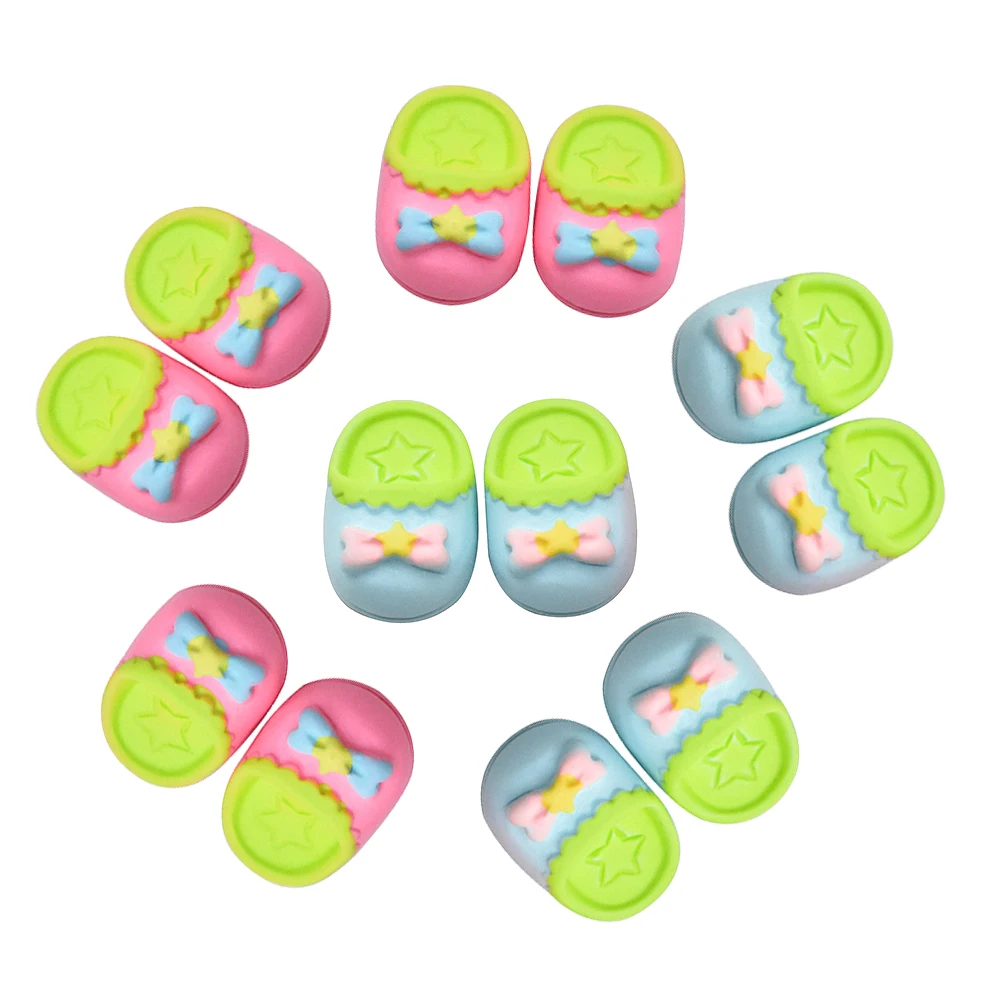 

50pcs Resin Simulation Shoes Mini Slippers Flatback Cabochons Miniature Dollhouse Kid Play Toys DIY Scrapbooking Phone Decor