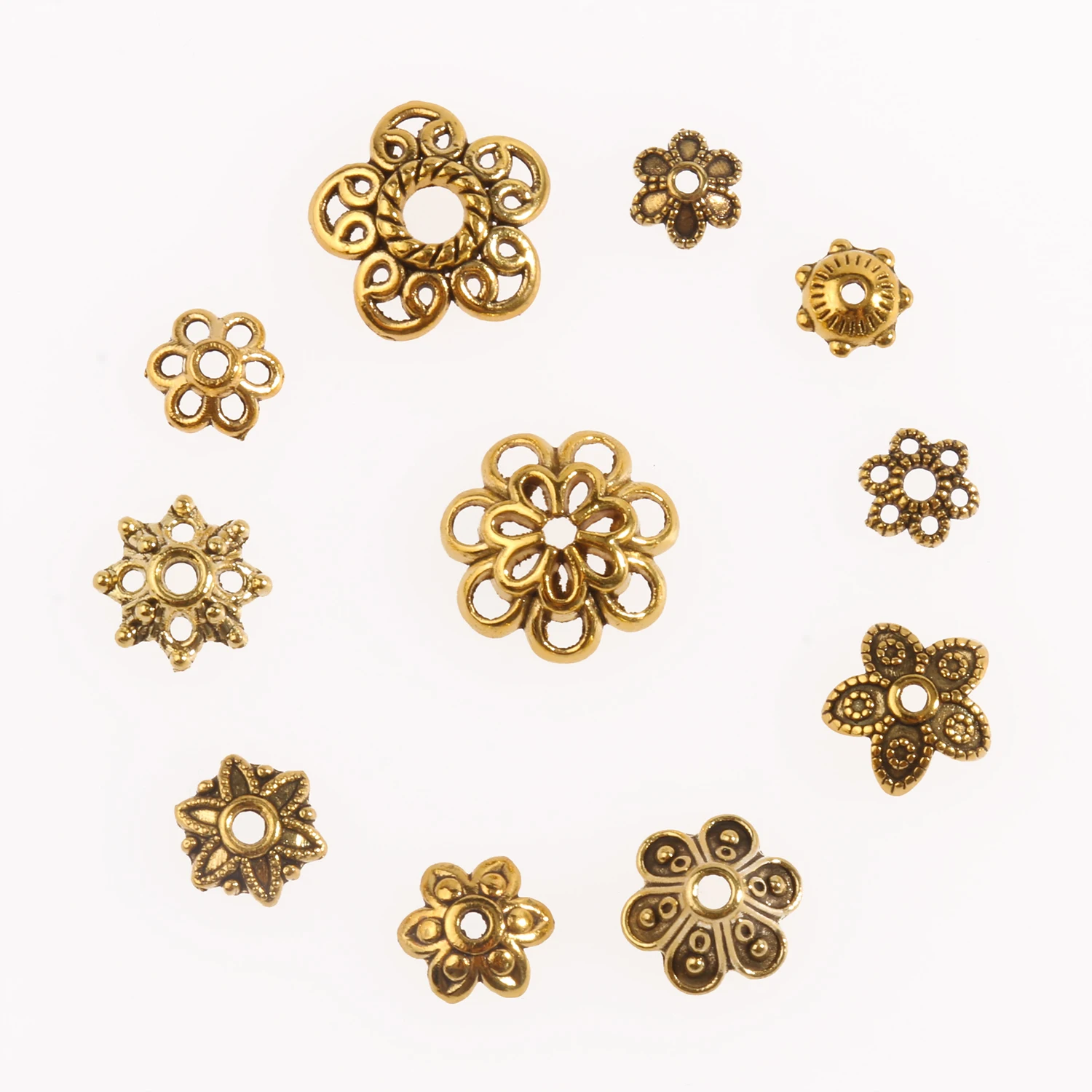 Metal Alloy Tibetan Hollow Flower Bead Caps Star Filigree Loose Spacer Caps for Earrings Bracelet  Diy Jewelry Making Supplies