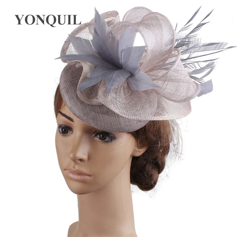 

Feather Flower Race Chapeau Elegant Ladies Party Fascinators Fedora Hat Headbands Events Hair Accessory Cocktail Headwear MYQ109