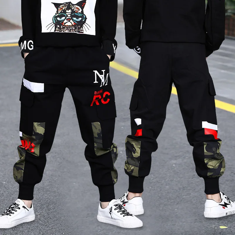 

New Fashion Big Boys Cargo Pants Autumn Children Long Trousers Cotton Camouflage Joggers Pants for Teenagers Kids Sport Clothes