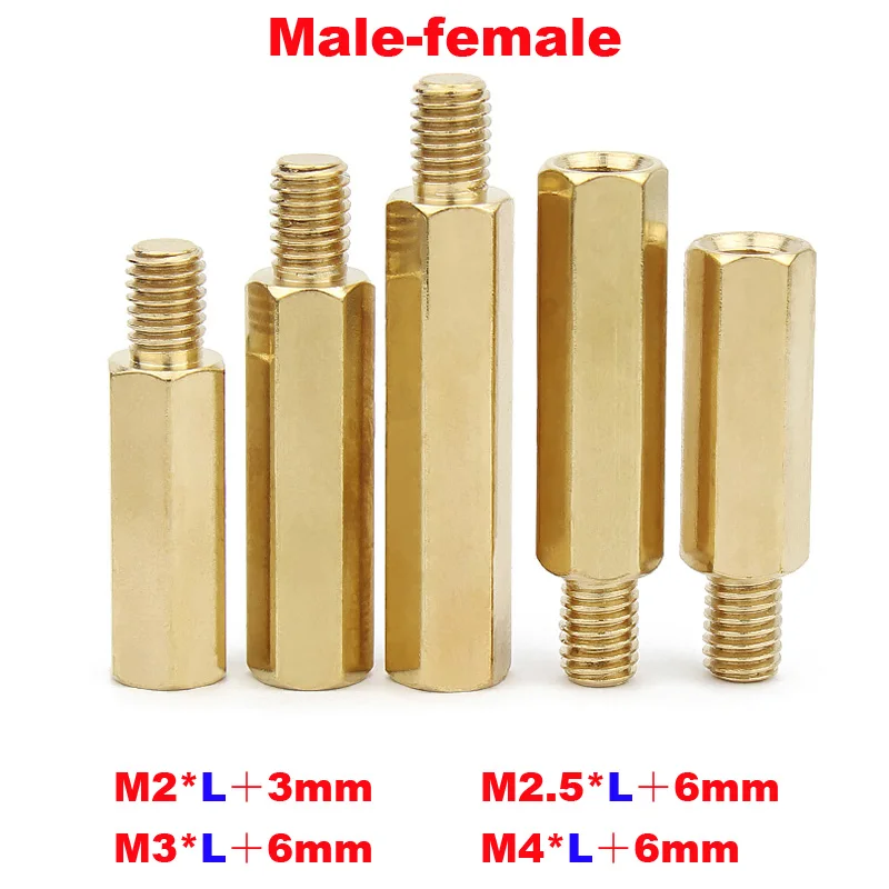 10/50pc M2 M2.5 M3 M4 Solid Brass Copper Hex Standoff Hexagon Pillar M-F F-F Male-Female Female Spacer for PCB Board Motherboard