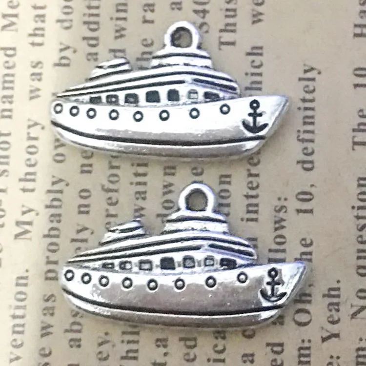 10pcs/Lot 25x20mm Antique Silver Color Ship Vessel Charms Pendant For Jewelry Making DIY Jewelry Findings