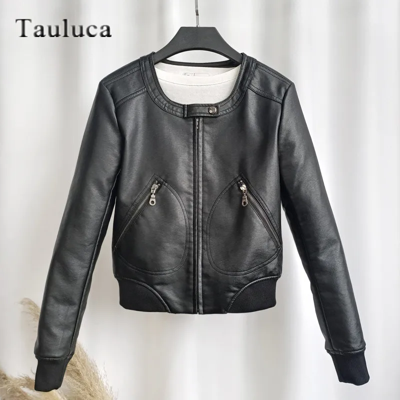 Womens Motorcycle Jacket Autumn Woman New Faux PU Soft Leather Jackets Casual Vintage Black Biker Coat Zipper Jacket Plus Size