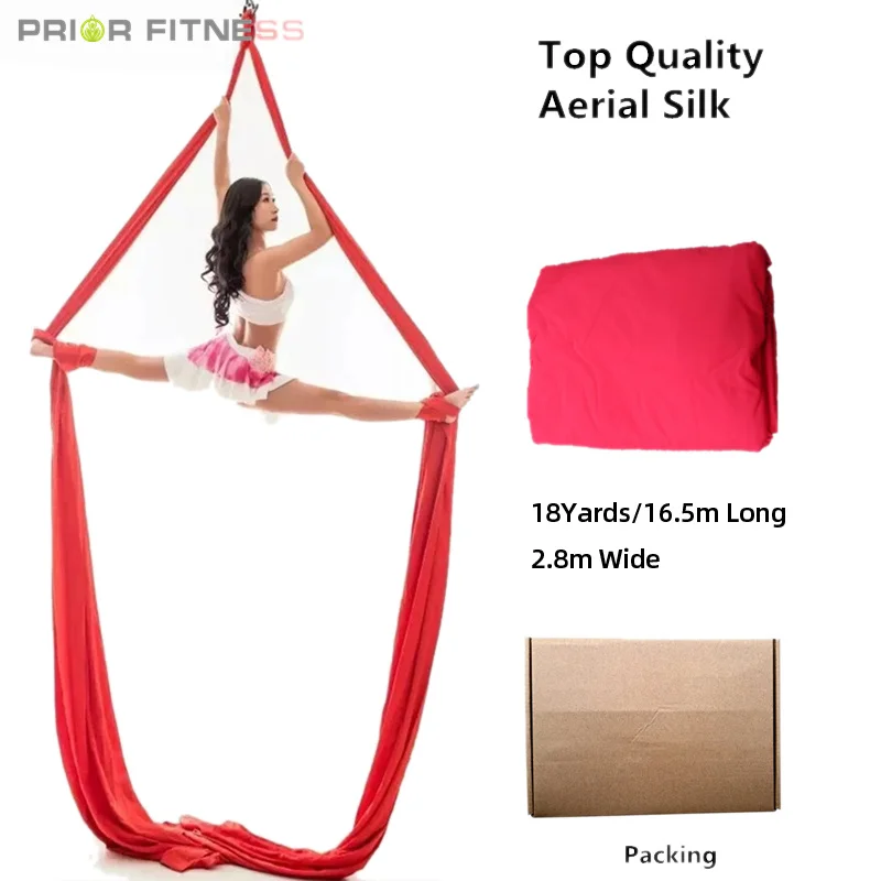 PRIOR FITNESS Yoga Swing 18Yards 16.5 Meters Aerial Silk Fabric Low Stretch Nylon High Strength Fly Silk 100% Quality guarant