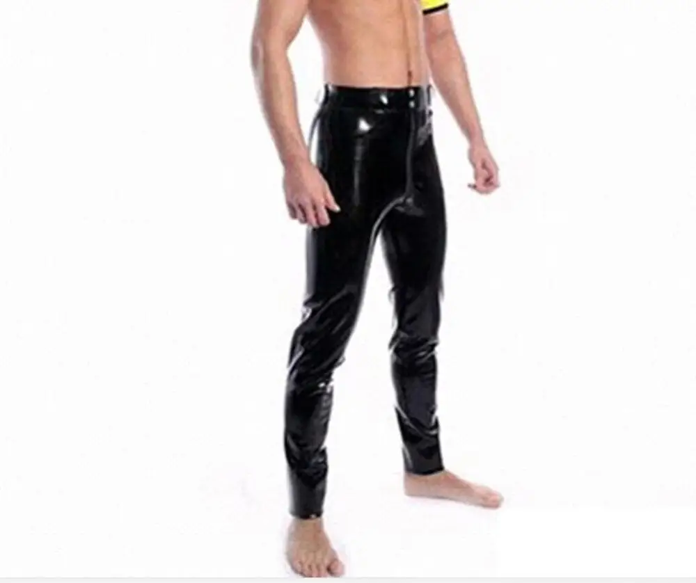 

Handmade Black Latex Man Pants with Front Zipper Gummi 0.4mm Rubber Jeans Customize Plus Size