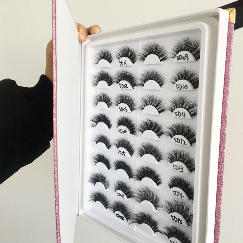 Custom Packaging Lashes Book 16 Pairs in 5D Mink Eyelashes