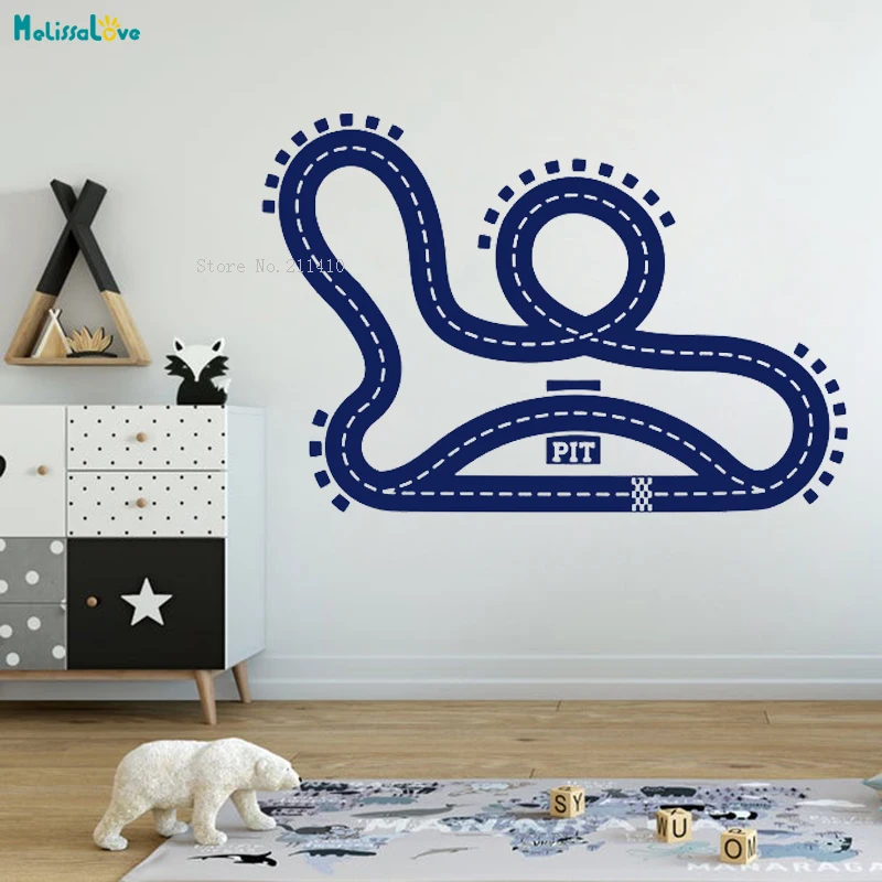 Road Wall Decal Street Race Track Cars Home Decor For Kids Baby Room Nursery Selfadhesive New Design Art Poster YT2951