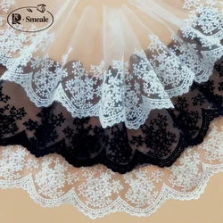 5yards/lot Width 11cm White Black Beige Cotton Embroidered Mesh Lace Fabrics, Crochet Lace Trim, RS469