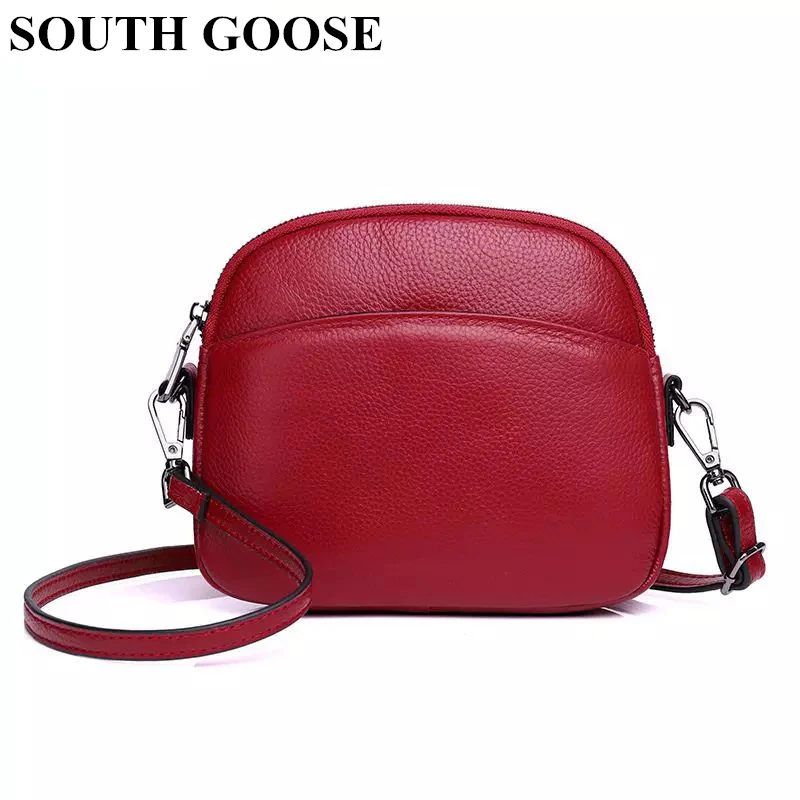 

SOUTH GOOSE New Fashion Shoulder Bag Women Genuine Leather Luxury Crossbody Bag Ladies Small Shell Messenger Bags Phone Pocket