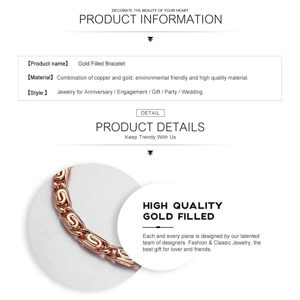 585 Rose Gold Color Bracelets for Women Helix Bismark Curb Chain Womens Bracelet Fashion Jewelry 7mm 18cm 20cm DLGBB1