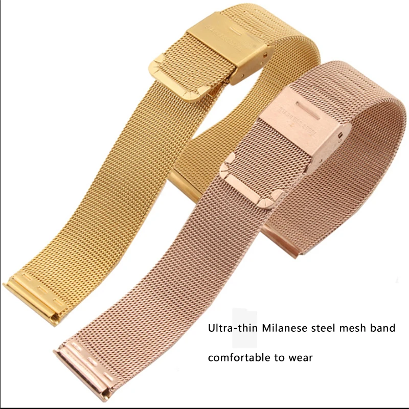 8mm 10mm 12mm 13mm 14mm 15mm 16mm 17mm 18mm 19mm 20mm 21mm 22mm 23mm 24mm Watch Band Milanese Steel 0.4 Mesh Universal Straps