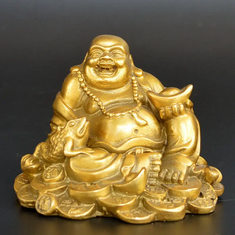 

Chinese old collection handwork brass Smile Buddha Great belly Buddha statue