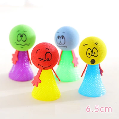 iWish 65mm H Jumping Dolls Kids Bouncing Spring Stress Relief Toys Education Game Push N Down Jump Man for Children Christmas