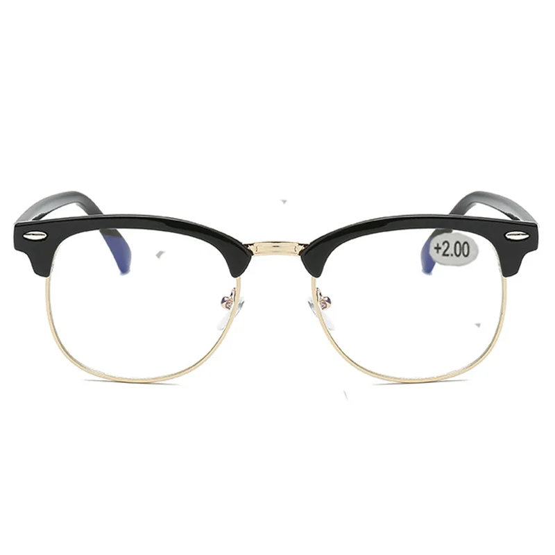 Gafas de lectura de medio Marco de Metal para presbicia, lentes de visión lejana para hombre y mujer con resistencia + 0,5 + 0,75 + 1,0 + 1,25 A +