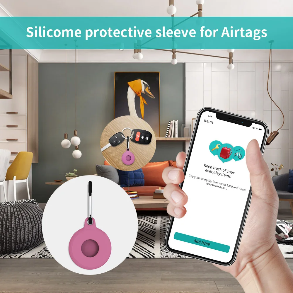 Étui de protection antichoc pour Apple AirTags, boucle de traceur pour traceur Apple dispositif Anti-perte, porte-clés de protection