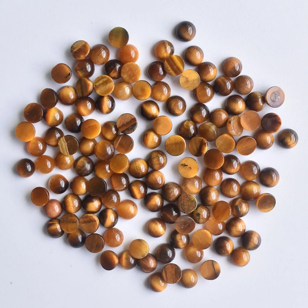 

Wholesale 50pcs/lot new fashion natural tiger eye stone round cab cabochon beads 4mm for jewelry Accessories making free
