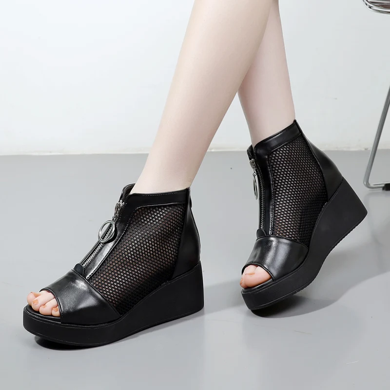 Sandal Woman Boot 2021 Summer Spring Shoes Clogs With Heel Suit Female Beige Open Toe Med Large Size Espadrilles Platform Muffin