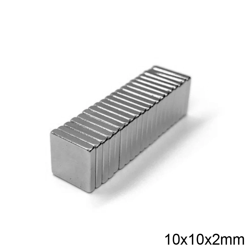 20/50/100/200/500pcs F 10x10x2mm N35 mocny kwadratowy NdFeB magnes ziem rzadkich 10*10*2mm magnesy neodymowe 10mm x 10mm x 2mm