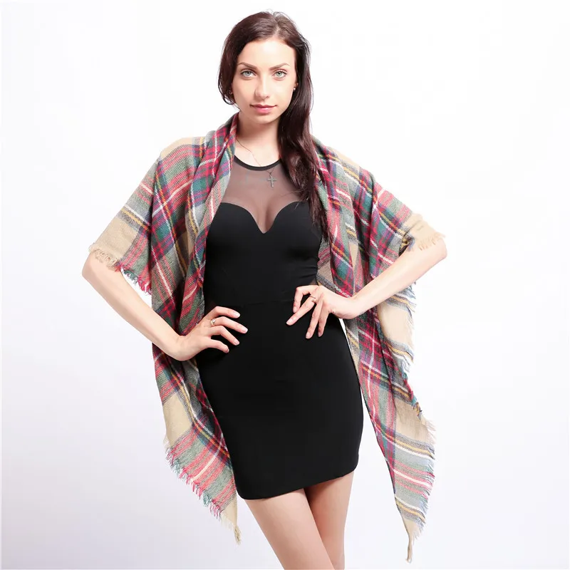 

Plaid triangle women new fashion multicolor scarf 2020